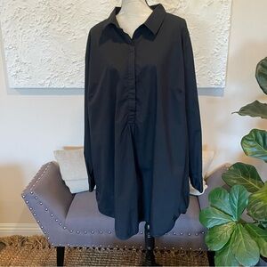 Universal Standard Women's Rubicon Shirt Dress Black Long Sleeve Cotton Sz 2XL
